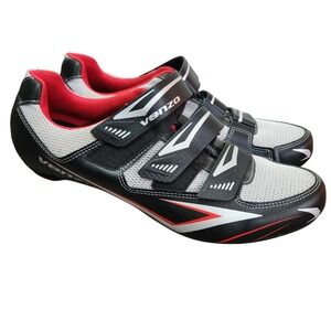 Venzo black & red road cycling shoes 3-strap mens 10.5